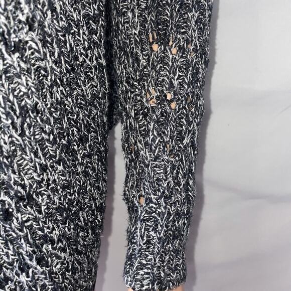 Velvet by Graham & Spencer cardigan sweater black silver cardigan loose SZ MD - Picture 4 of 16